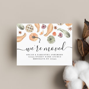 Moderner, farbenfroher Pumpkin Herbst Ankündigungspostkarte