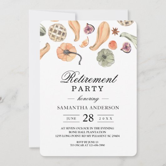 Moderner, farbenfroher Pumpkin Herbst Einladung (Vorderseite)