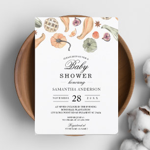 Moderner, farbenfroher Pumpkin Herbst Einladung