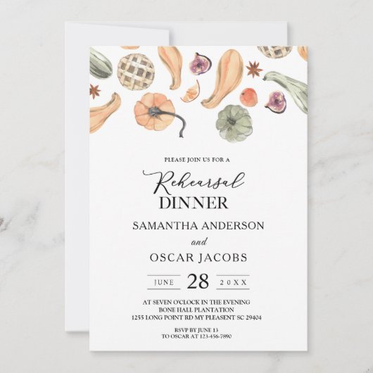 Moderner, farbenfroher Pumpkin Herbst Einladung (Vorderseite)