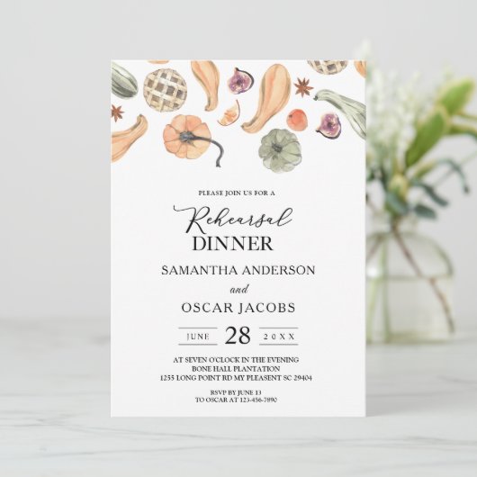 Moderner, farbenfroher Pumpkin Herbst Einladung (Stehend Vorderseite)