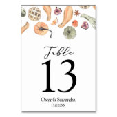 Moderner, farbenfroher Pumpkin Herbst Tischnummer (Rückseite)