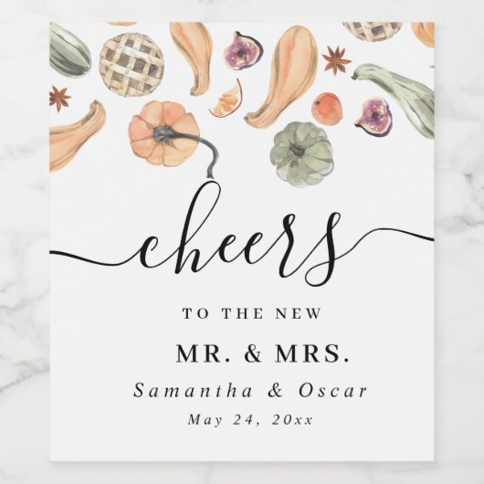 Moderner, farbenfroher Pumpkin Herbst Weinetikett (Einzelnes Label)