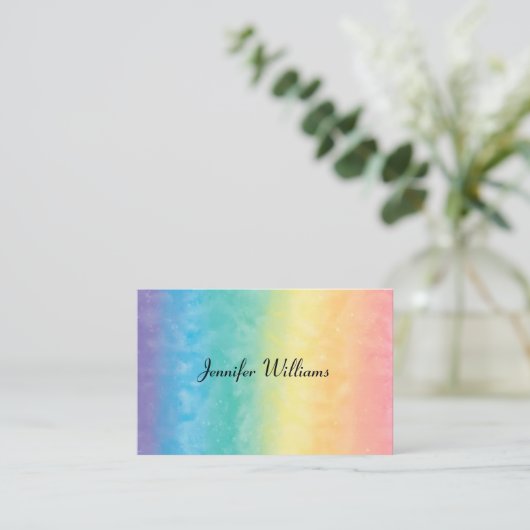 Moderner farbenfroher Regenbogen Elegantes Busines Visitenkarte (Stehend Vorderseite)