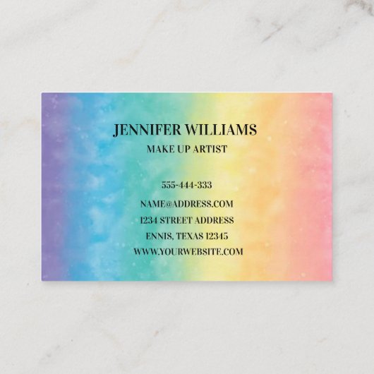Moderner farbenfroher Regenbogen Elegantes Busines Visitenkarte (Rückseite)