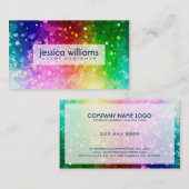 Moderner, farbenfroher Regenbogen-Glitzer Burst Visitenkarte (Vorne/Hinten)