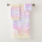 Moderner, farbenfroher Regenbogenmarmor Badhandtuch Set (Insitu)