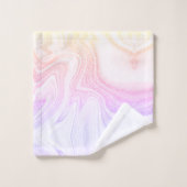 Moderner, farbenfroher Regenbogenmarmor Badhandtuch Set (Waschlappen)