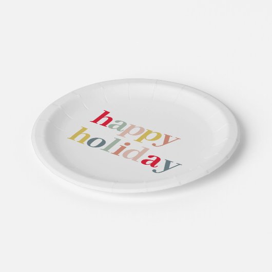 Moderner, farbenfroher Urlaub Pappteller (Schrägansicht)