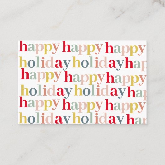 Moderner, farbenfroher Urlaub Visitenkarte (Vorderseite)