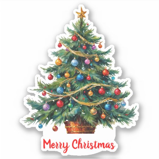 Moderner, farbenfroher Weihnachtsbaum Aufkleber (Vorderseite)