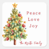 Moderner, farbenfroher Weihnachtsbaum Quadratischer Aufkleber (Vorderseite)