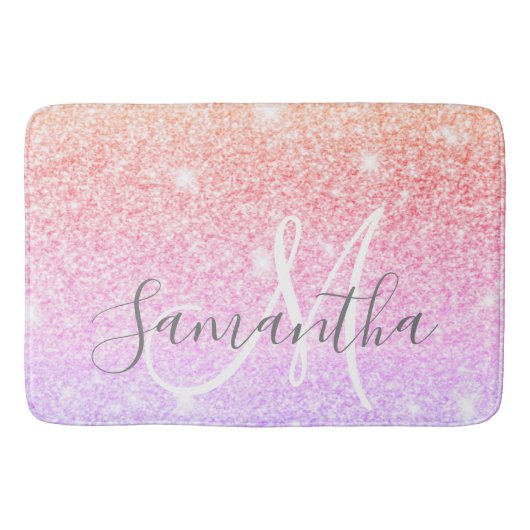 Moderner farbiger Glitzer Glitzern Personalisiert  Badematte (Vorderseite)