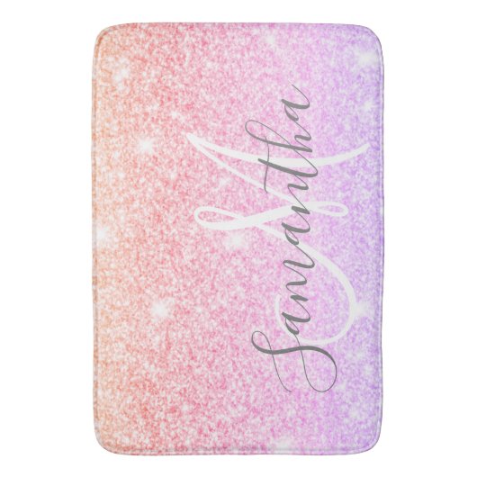 Moderner farbiger Glitzer Glitzern Personalisiert  Badematte (Vorderseite Vertikal)