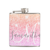 Moderner farbiger Glitzer Glitzern Personalisiert Flachmann (Vorderseite)