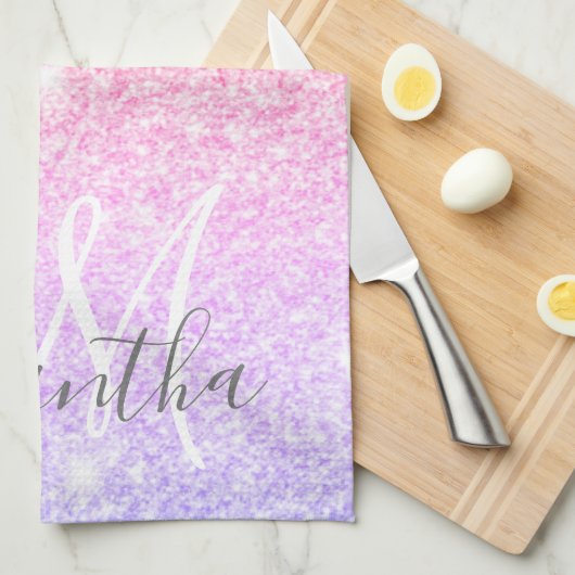 Moderner farbiger Glitzer Glitzern Personalisiert  Geschirrtuch (Viertel Falte)