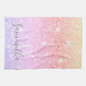 Moderner farbiger Glitzer Glitzern Personalisiert  Geschirrtuch (Horizontal)