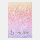 Moderner farbiger Glitzer Glitzern Personalisiert  Geschirrtuch (Vertikal)