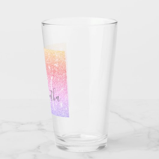 Moderner farbiger Glitzer Glitzern Personalisiert Glas (Links)