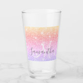 Moderner farbiger Glitzer Glitzern Personalisiert  Glas (Vorderseite)