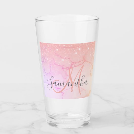 Moderner farbiger Glitzer Glitzern Personalisiert  Glas (Vorderseite)