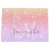 Moderner farbiger Glitzer Glitzern Personalisiert  Große Geschenktüte (Vorderseite)