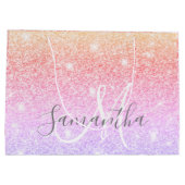 Moderner farbiger Glitzer Glitzern Personalisiert  Große Geschenktüte (Rückseite)