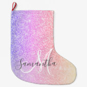 Moderner farbiger Glitzer Glitzern Personalisiert Großer Weihnachtsstrumpf (Vorderseite)