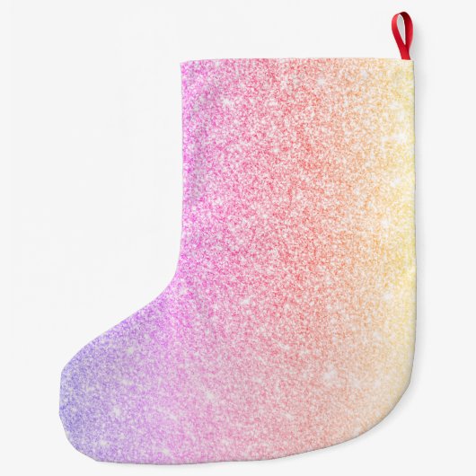 Moderner farbiger Glitzer Glitzern Personalisiert Großer Weihnachtsstrumpf (Rückseite)