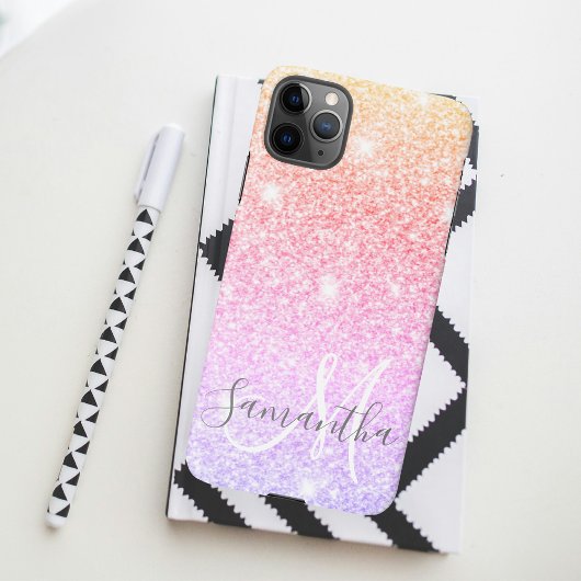 Moderner farbiger Glitzer Glitzern Personalisiert  iPhone Hülle