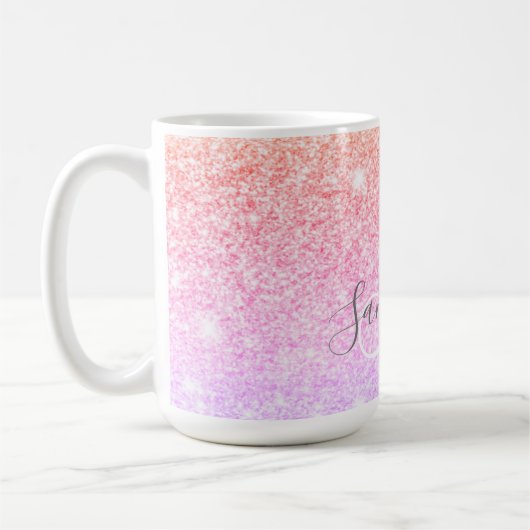 Moderner farbiger Glitzer Glitzern Personalisiert  Kaffeetasse (Links)