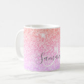 Moderner farbiger Glitzer Glitzern Personalisiert  Kaffeetasse (Vorderseite Links)