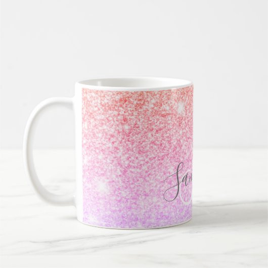 Moderner farbiger Glitzer Glitzern Personalisiert  Kaffeetasse (Links)
