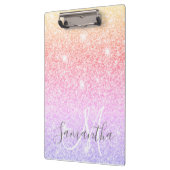 Moderner farbiger Glitzer Glitzern Personalisiert Klemmbrett (Links)