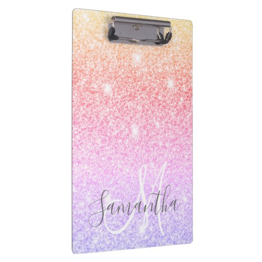 Moderner farbiger Glitzer Glitzern Personalisiert  Klemmbrett (Rechts)