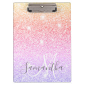 Moderner farbiger Glitzer Glitzern Personalisiert Klemmbrett (Vorderseite)