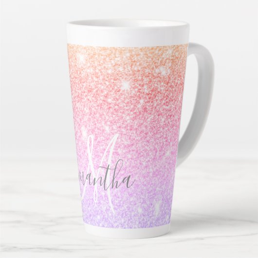 Moderner farbiger Glitzer Glitzern Personalisiert  Milchtasse (Rechte Ecke)