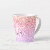 Moderner farbiger Glitzer Glitzern Personalisiert  Milchtasse (Rechte Ecke)