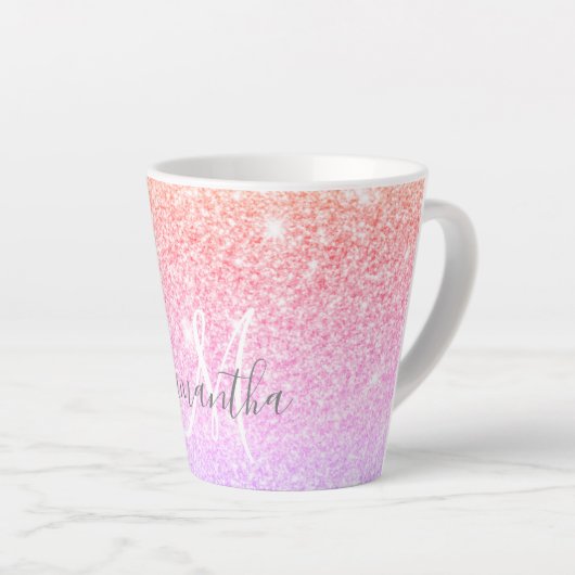 Moderner farbiger Glitzer Glitzern Personalisiert  Milchtasse (Rechte Ecke)