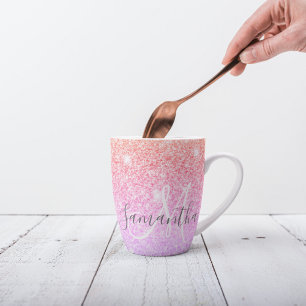 Moderner farbiger Glitzer Glitzern Personalisiert  Milchtasse