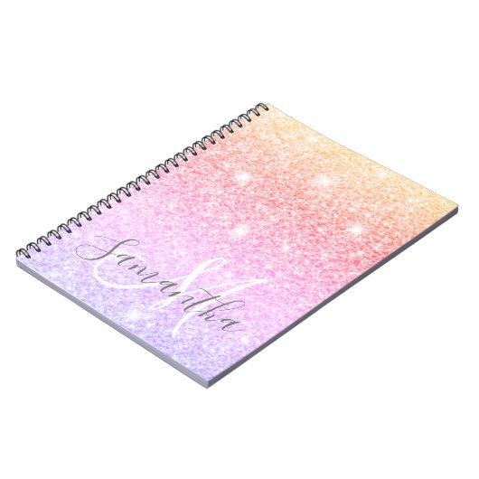 Moderner farbiger Glitzer Glitzern Personalisiert Notizblock (Linke Seite)