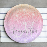 Moderner farbiger Glitzer Glitzern Personalisiert  Pappteller<br><div class="desc">Moderner farbiger Glitzer Glitzern Personalisiert Name</div>