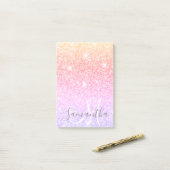 Moderner farbiger Glitzer Glitzern Personalisiert  Post-it Klebezettel (Auf Schreibtisch)