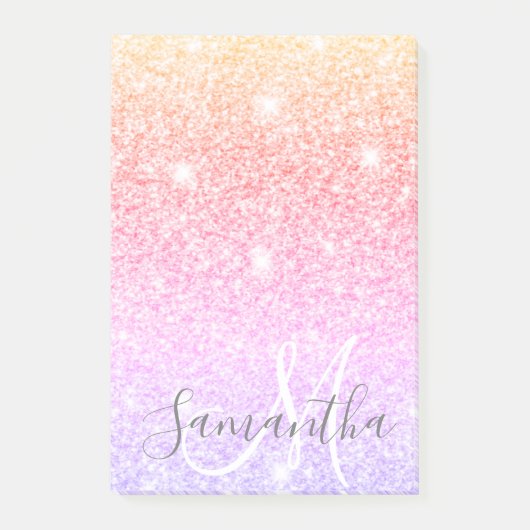 Moderner farbiger Glitzer Glitzern Personalisiert  Post-it Klebezettel (Vorderseite)