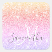 Moderner farbiger Glitzer Glitzern Personalisiert  Quadratischer Aufkleber (Vorderseite)
