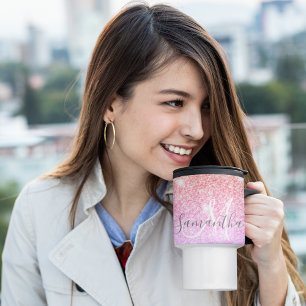 Moderner farbiger Glitzer Glitzern Personalisiert  Reisebecher