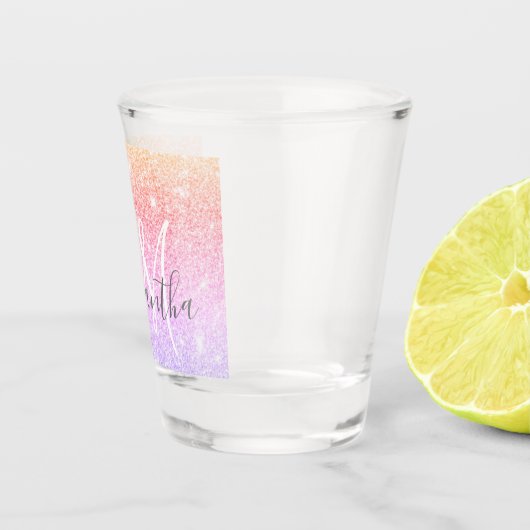 Moderner farbiger Glitzer Glitzern Personalisiert Schnapsglas (Rechts)