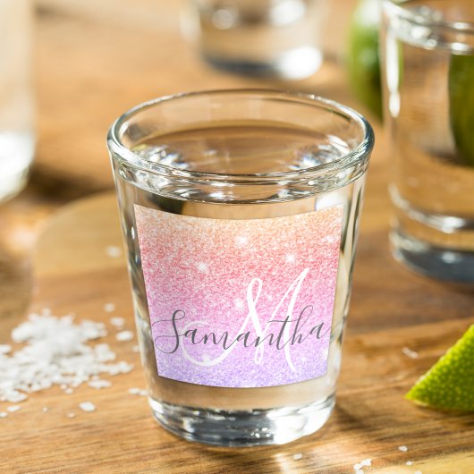 Moderner farbiger Glitzer Glitzern Personalisiert Schnapsglas