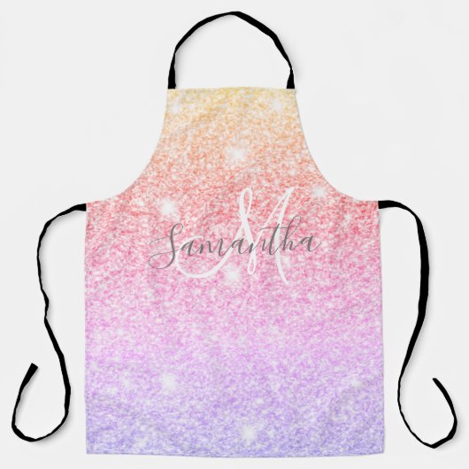 Moderner farbiger Glitzer Glitzern Personalisiert  Schürze (Vorderseite)