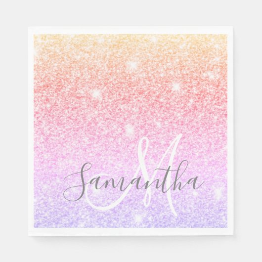 Moderner farbiger Glitzer Glitzern Personalisiert Serviette (Vorderseite)